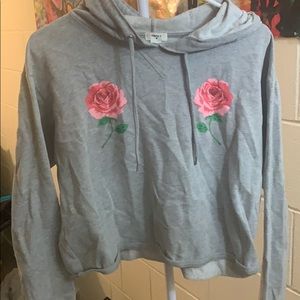 Floral graphic cropped hoodie